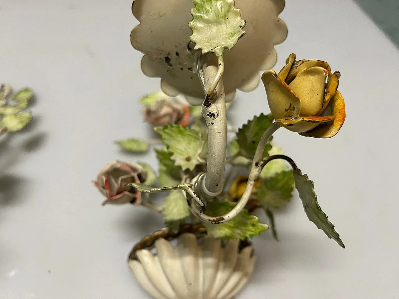 Pair of Tole Flower Sconces, 1960s 5