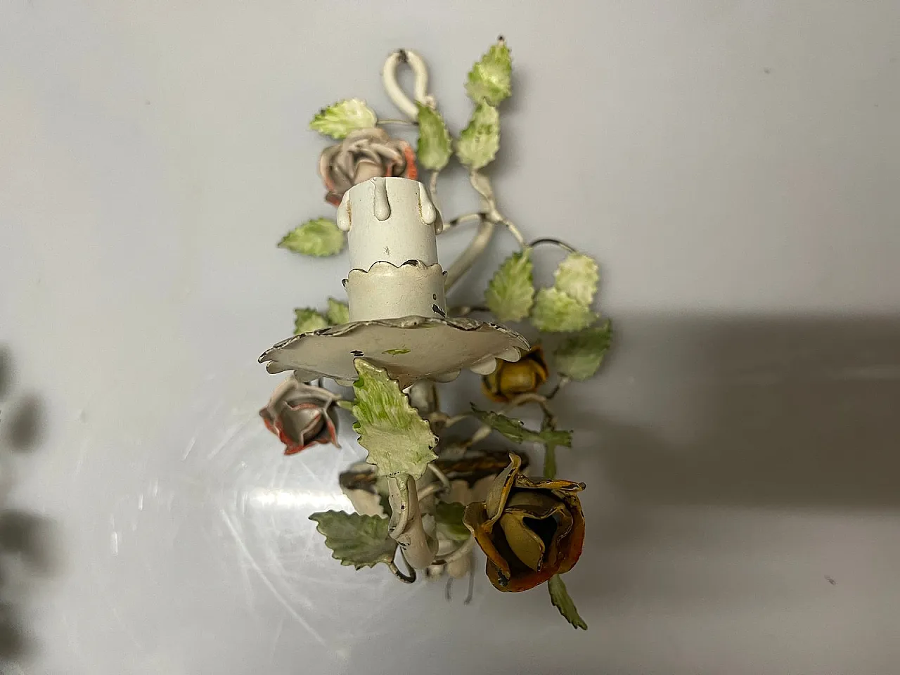Pair of Tole Flower Sconces, 1960s 7