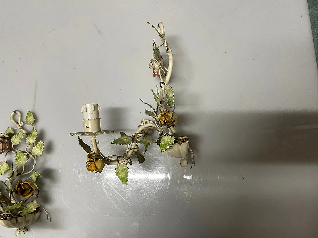 Pair of Tole Flower Sconces, 1960s 10