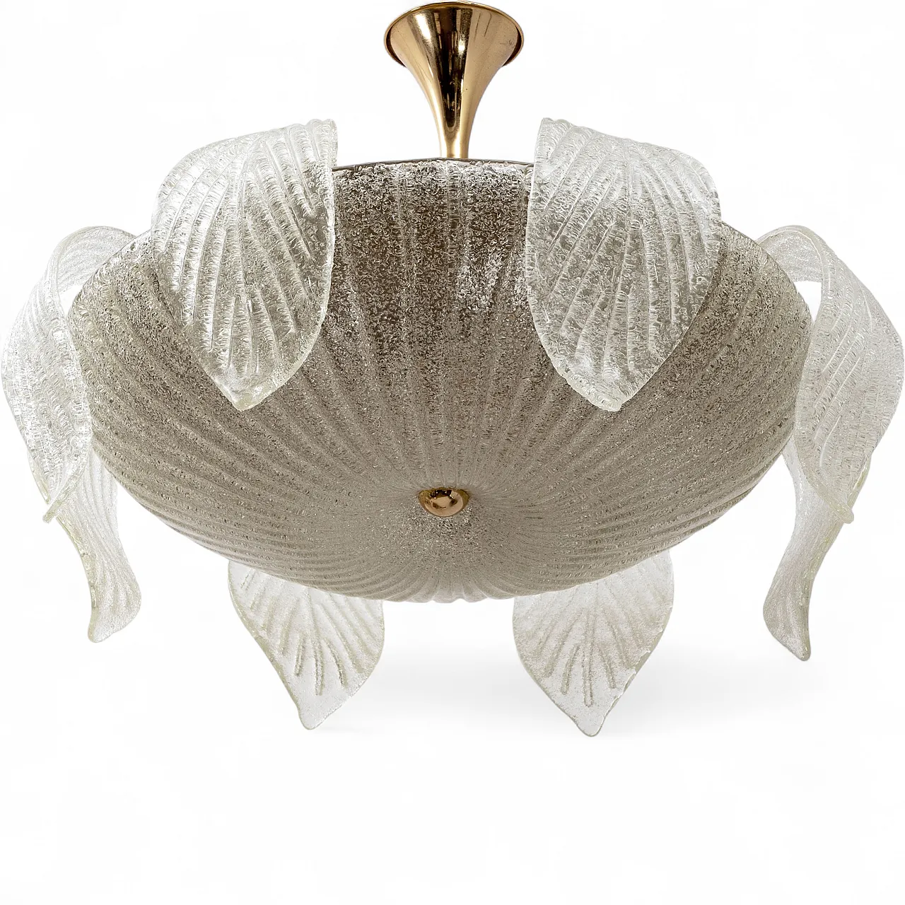Lampadario di Vistosi in Vetro di Murano e Ottone, 1960 10