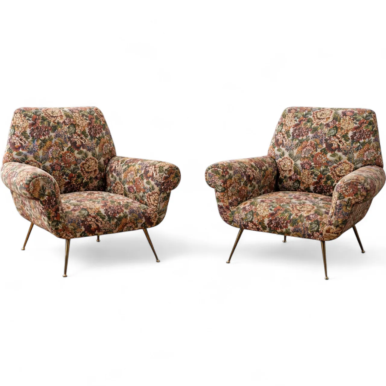 Pair of mid-century modern Italian armchairs by Gigi Radice, 50s 11