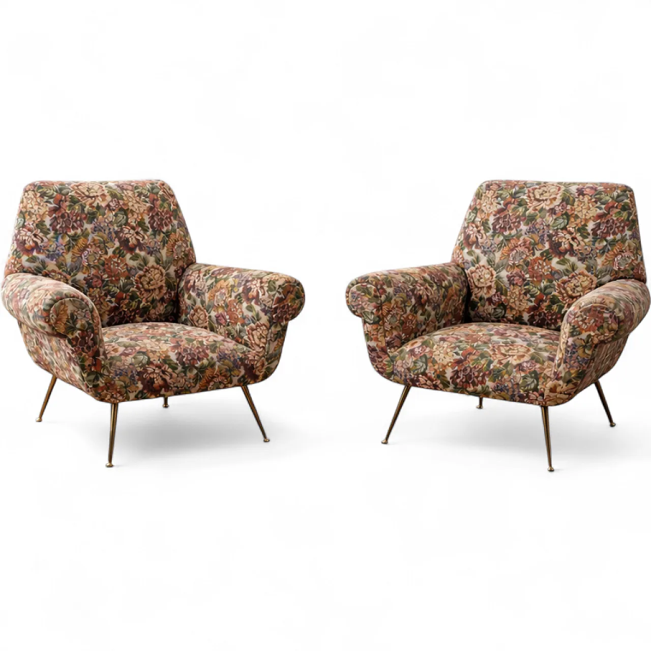 Pair of mid-century modern Italian armchairs by Gigi Radice, 50s 12