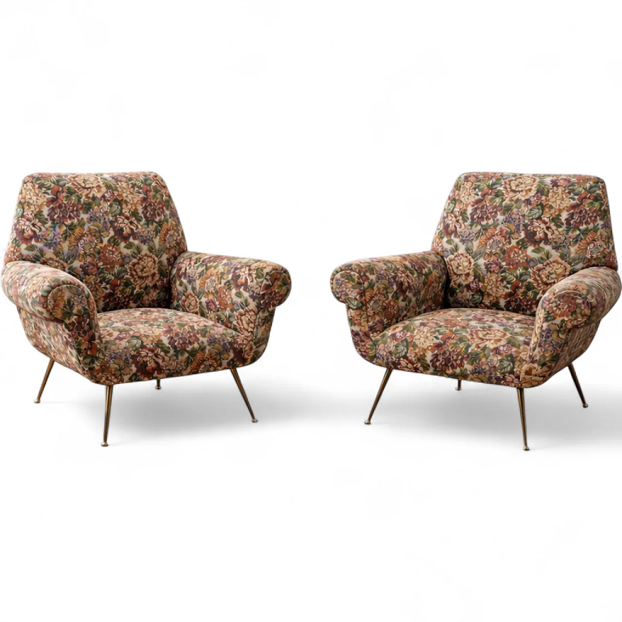 Pair of mid-century modern Italian armchairs by Gigi Radice, 50s 13