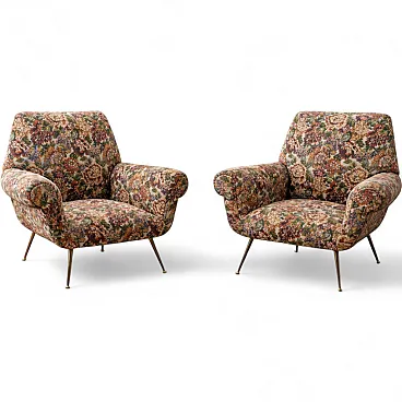Pair of mid-century modern Italian armchairs by Gigi Radice, 50s
