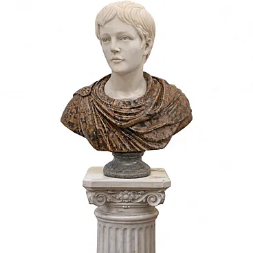 Polychrome marble bust of a Roman emperor, 20th century