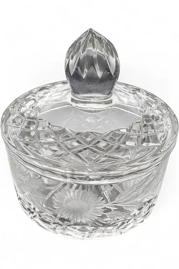 Cut crystal centerpiece with lid, 1970s