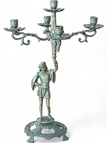 5-light bronze candelabra with Renaissance figure, 19th century