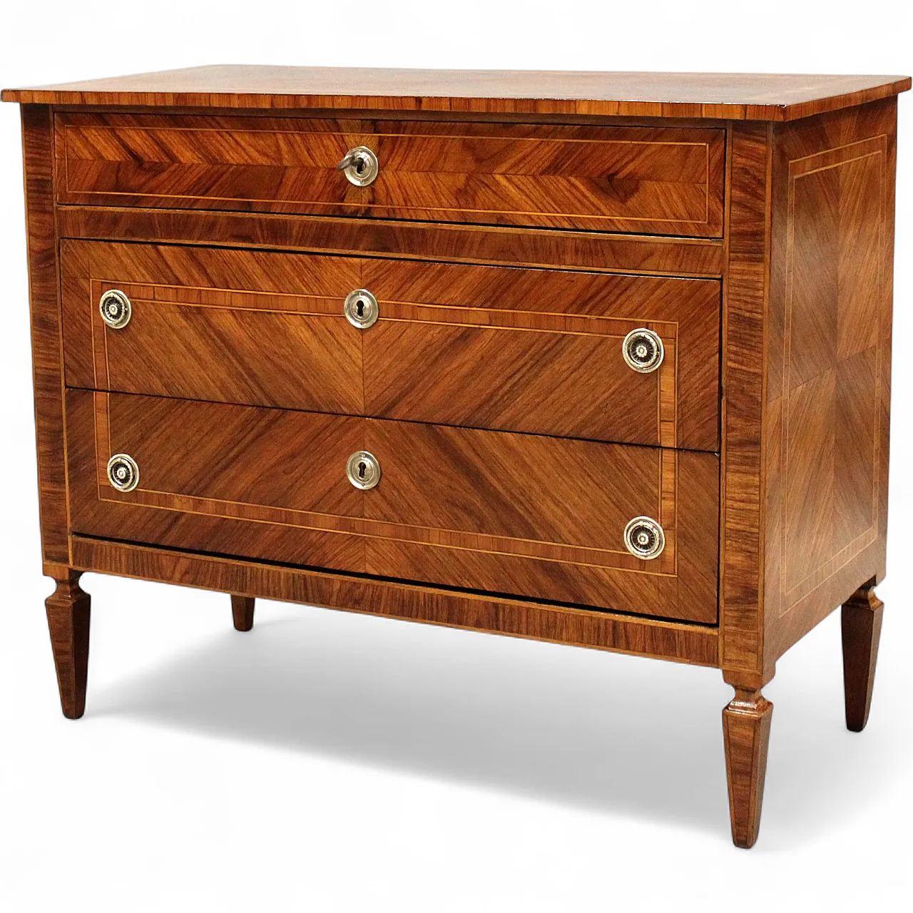 Cassettone comò Luigi XVI in noce intarsiato, '800 12