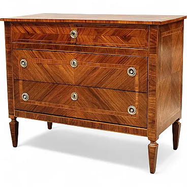 Cassettone comò Luigi XVI in noce intarsiato, '800