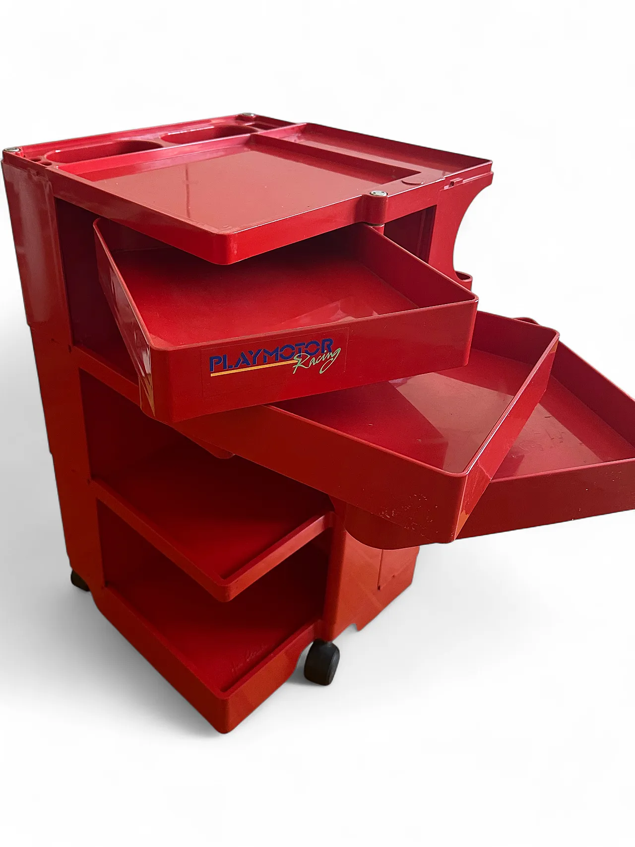 Carrello Boby di Joe Colombo rosso, anni '70 5