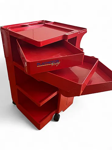 Carrello Boby di Joe Colombo rosso, anni '70