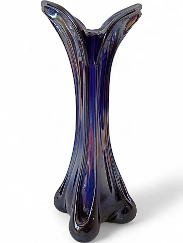 Vaso Murano Carnevale Blu Vetro, anni '70