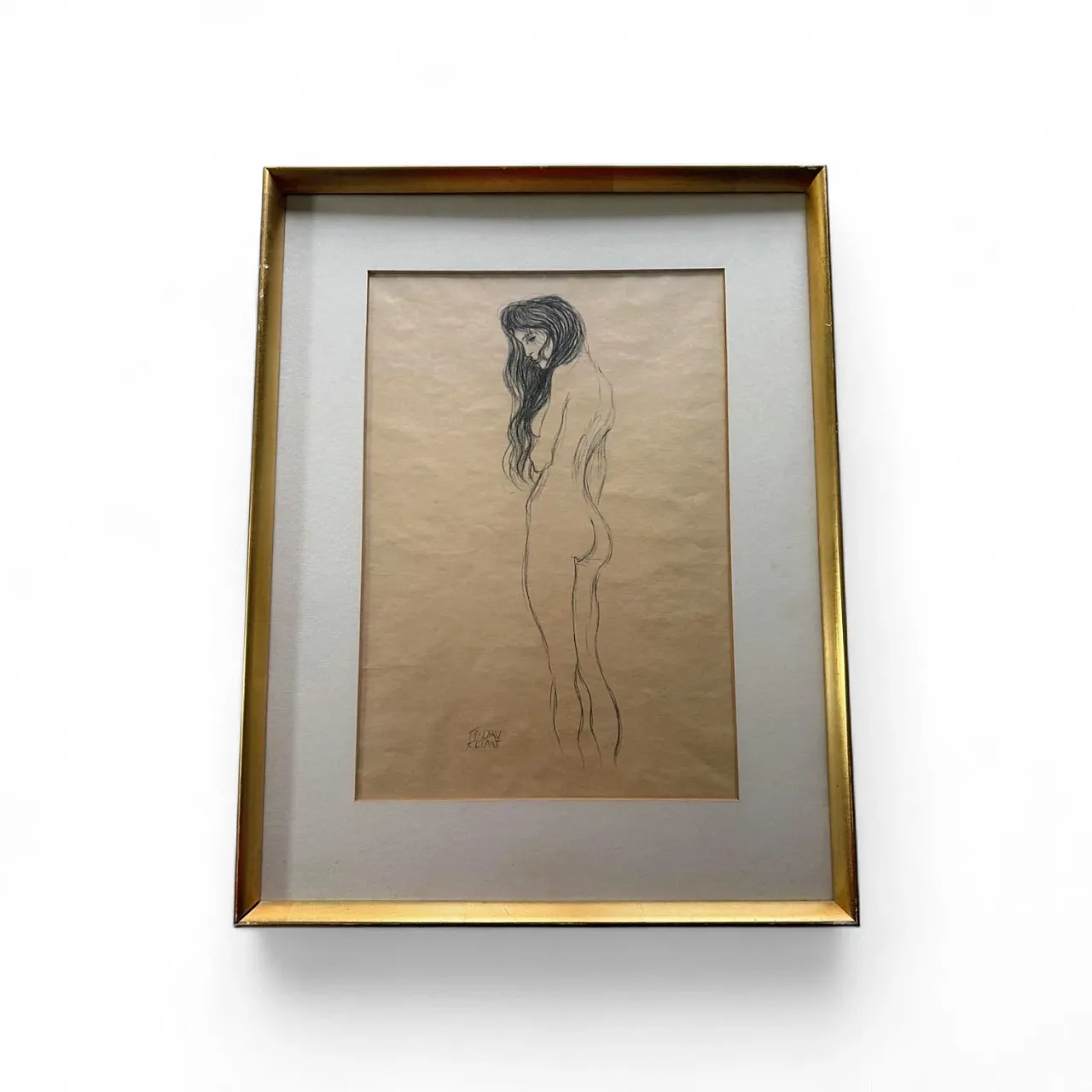 Nudo femminile in piedi, matita, firmato – Gustav Klimt 1