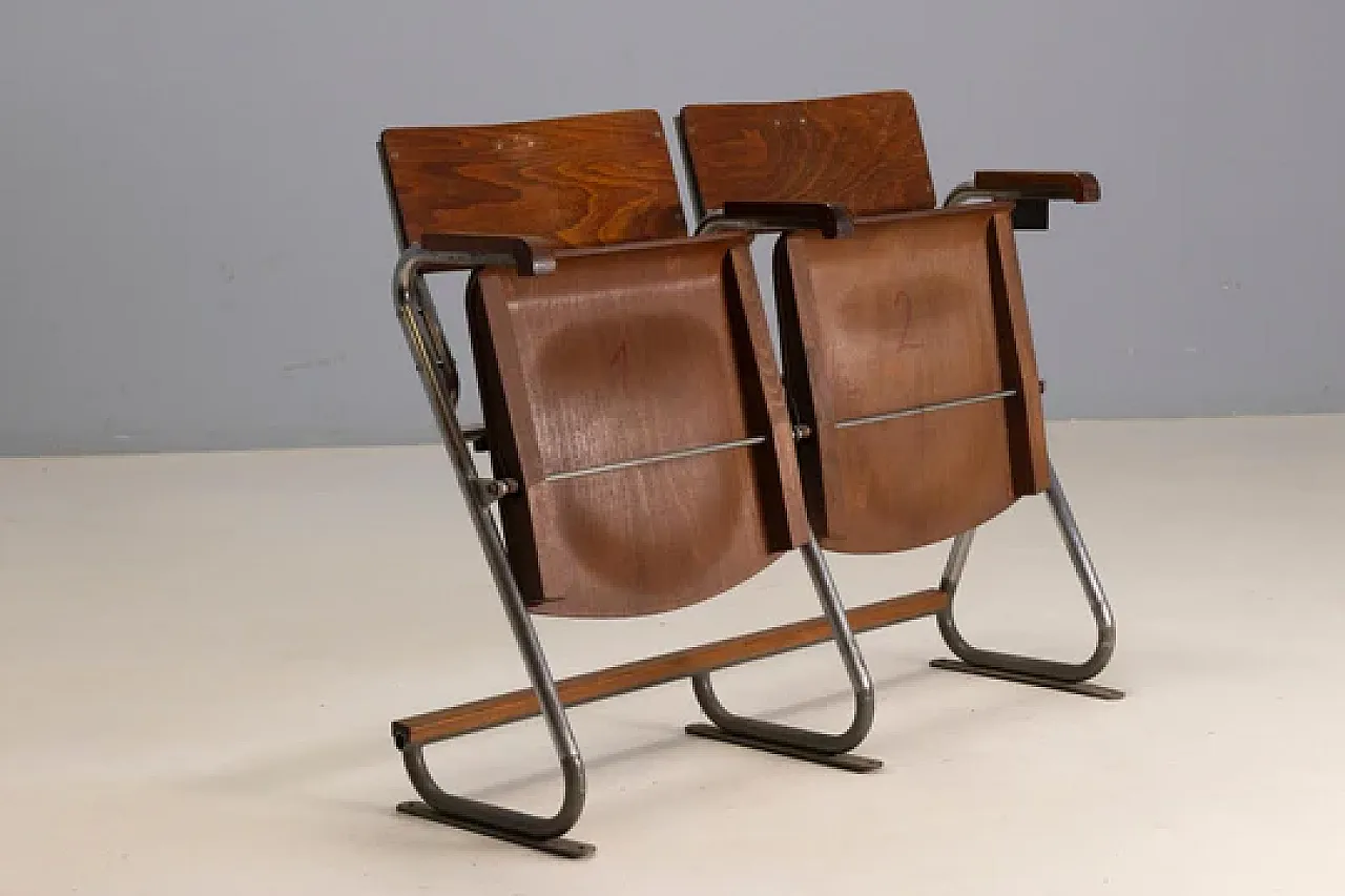 Panca pieghevole, stile Bauhaus, seduta in legno, anni '30 7