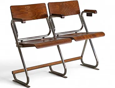 Panca pieghevole, stile Bauhaus, seduta in legno, anni '30