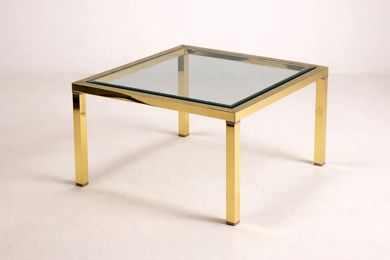 Tavolino in ottone e vetro, anni '70 1