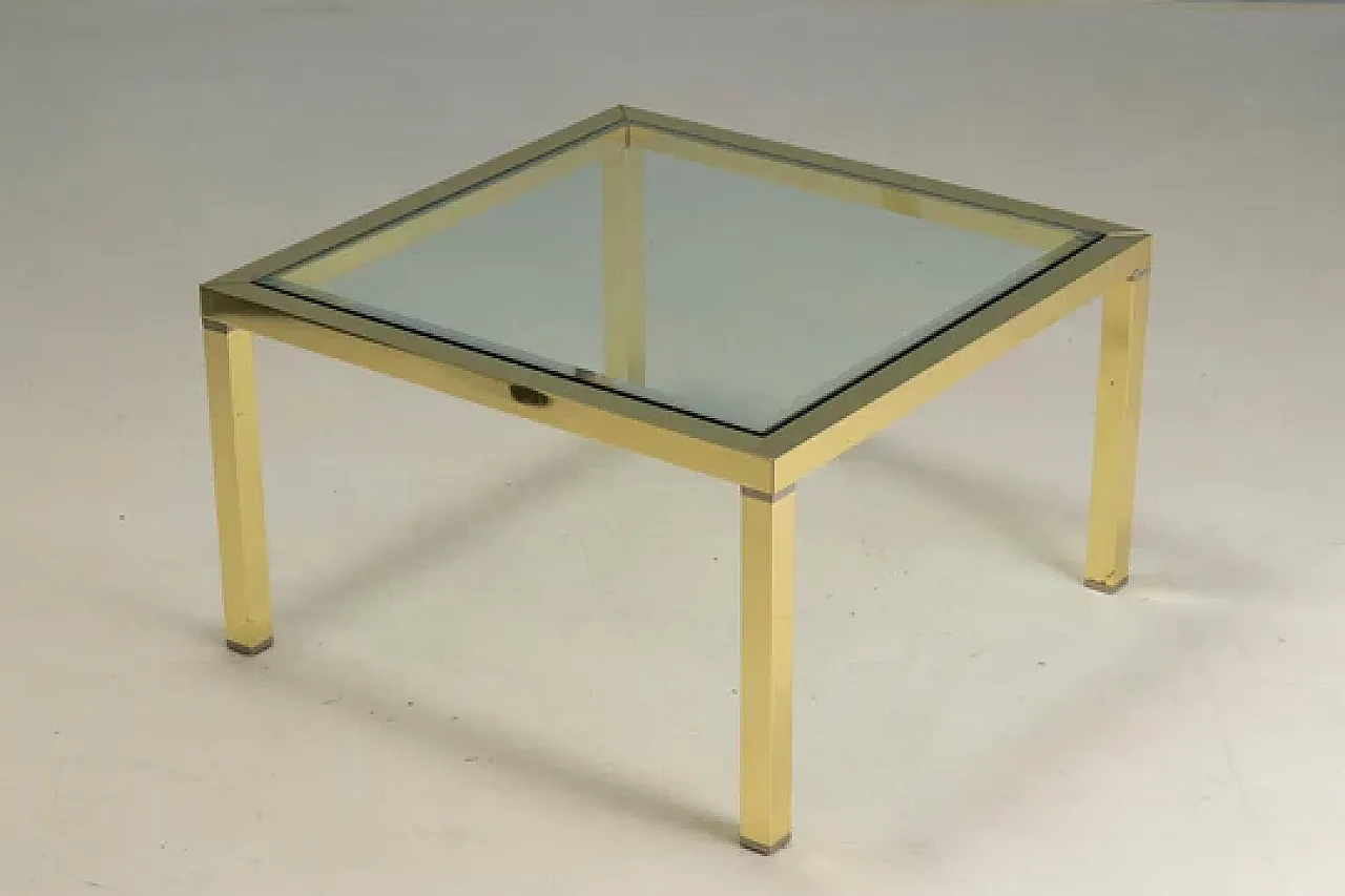 Tavolino in ottone e vetro, anni '70 3