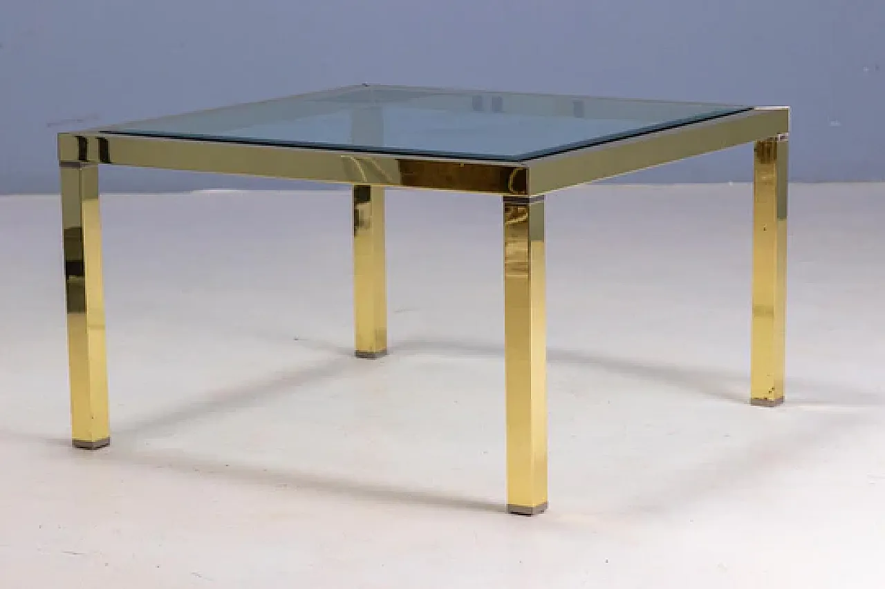 Tavolino in ottone e vetro, anni '70 4