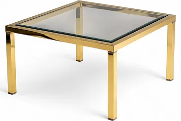 Tavolino in ottone e vetro, anni '70