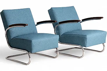 Coppia di poltrone tubolari modello S 411, metà '900