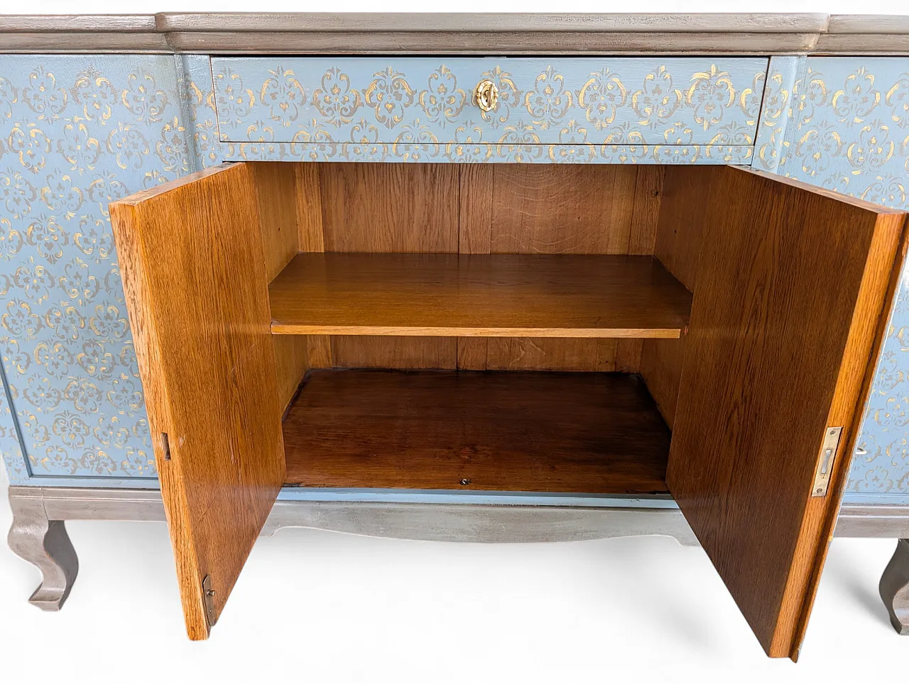 Restored oak wood sideboard, 2000s 4