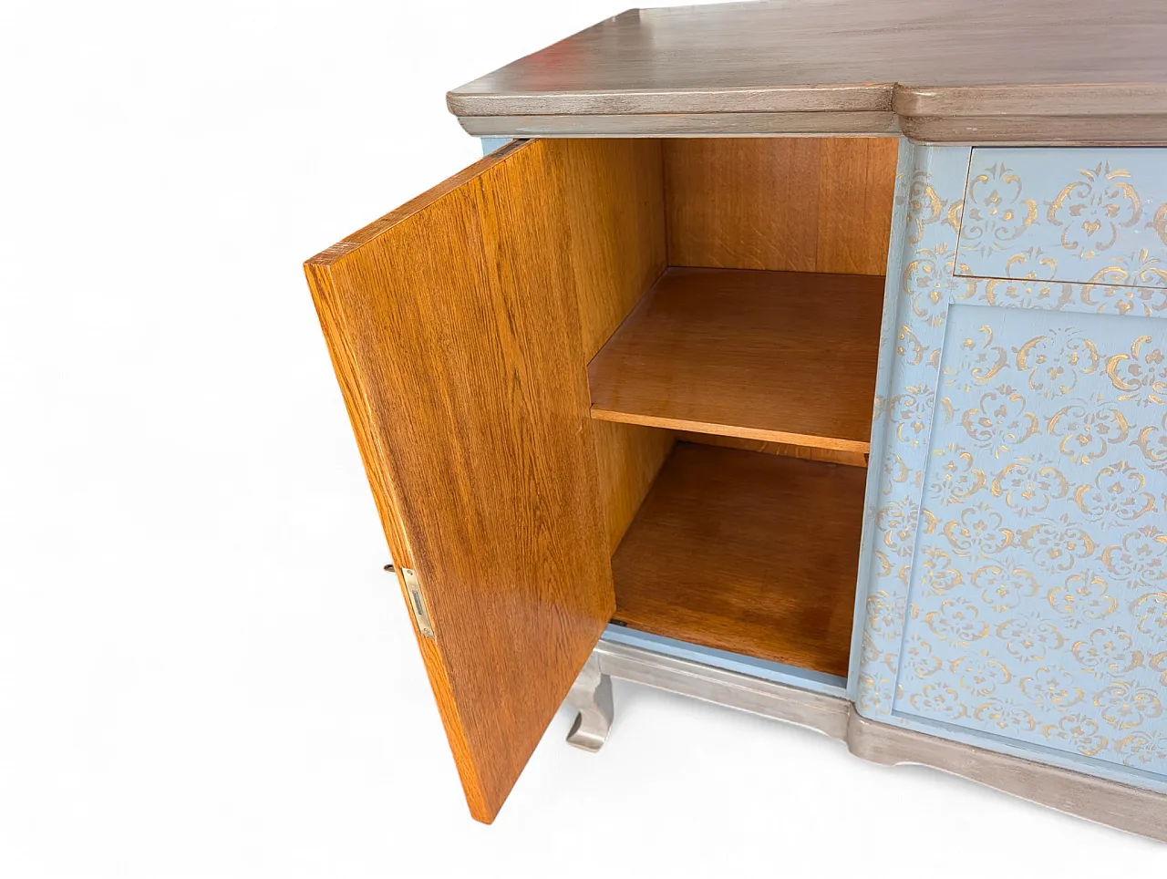 Restored oak wood sideboard, 2000s 7