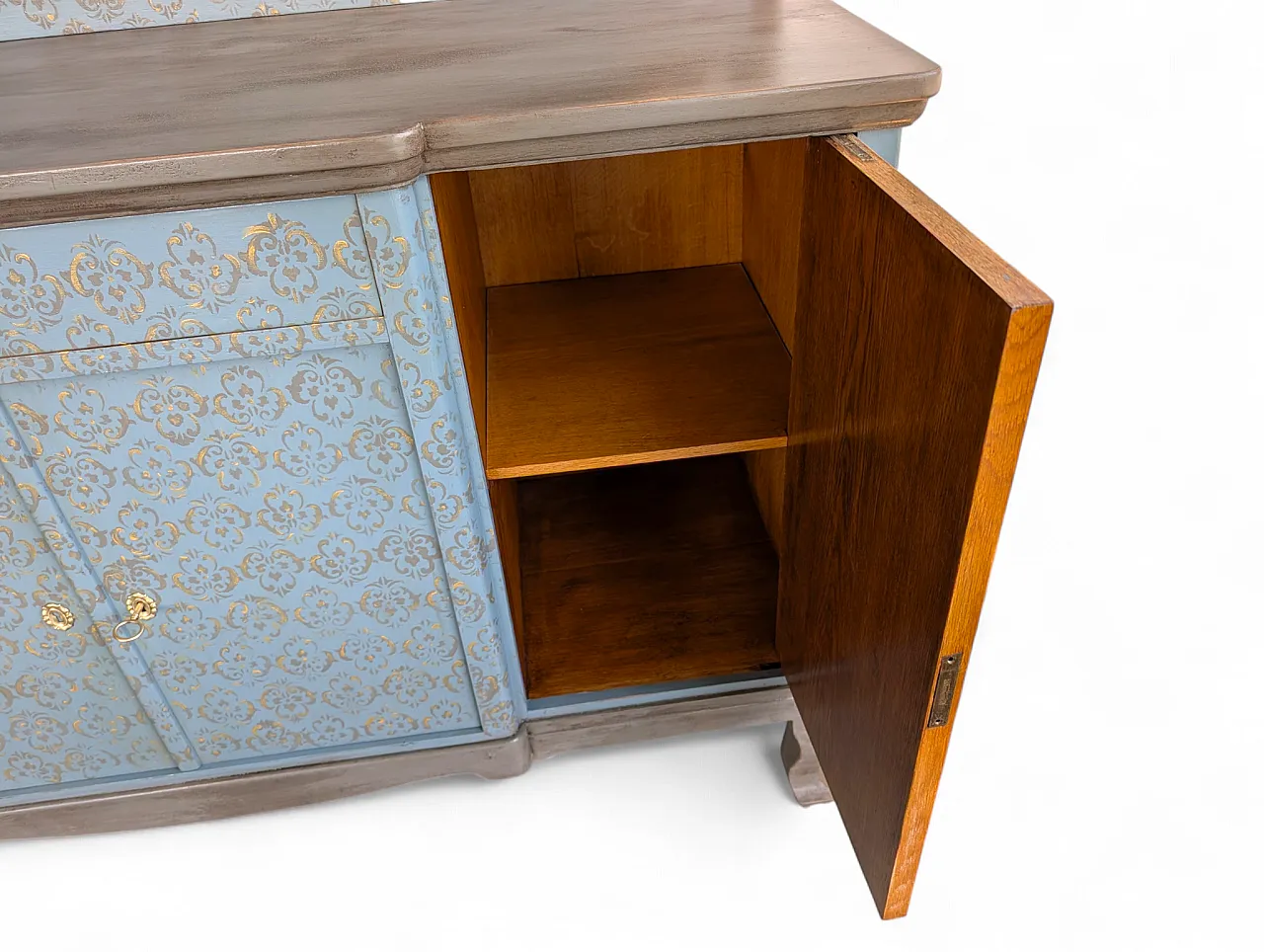 Restored oak wood sideboard, 2000s 9