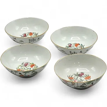 4 Ciotole in porcellana decorata, primo '900