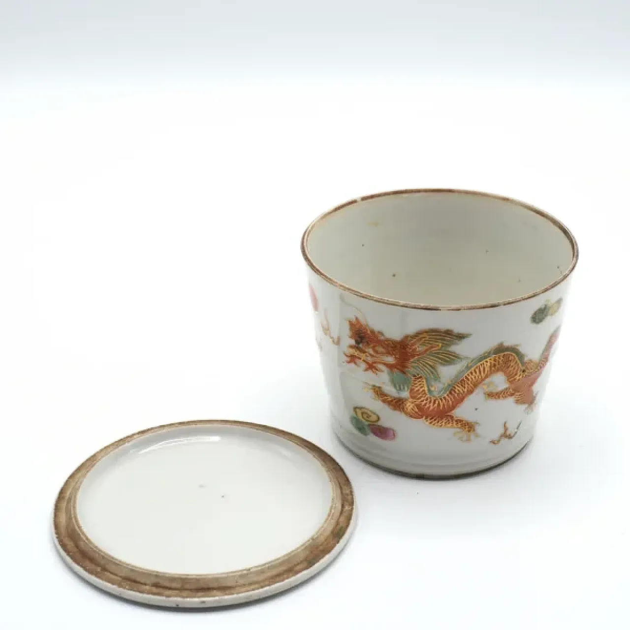 Tazza con coperchio in porcellana, primo '900 2