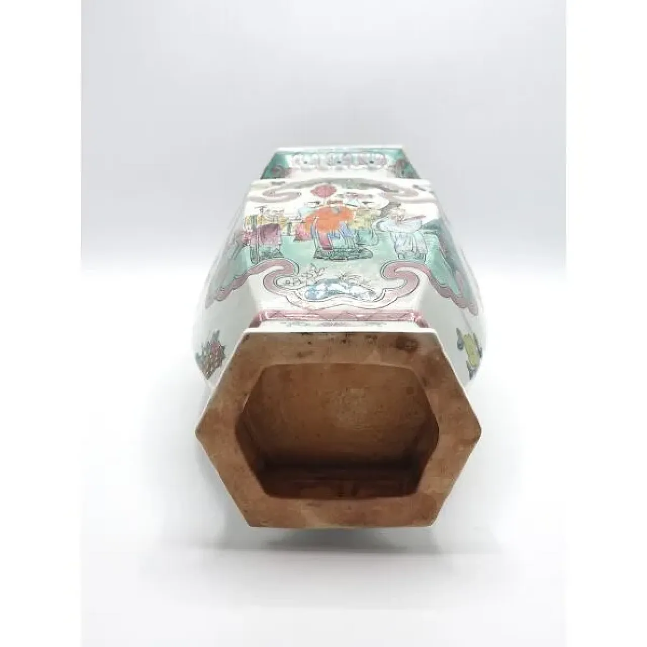 Vaso esagonale in porcellana con anse, primo '900 4