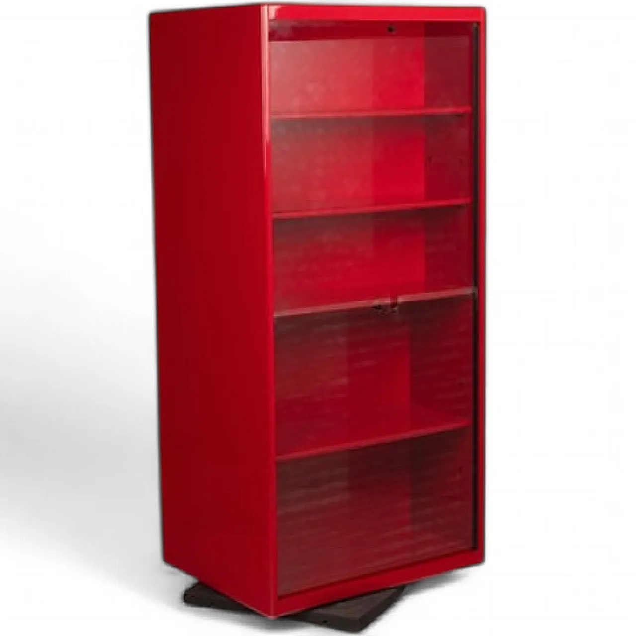 Vetrina girevole bifacciale in lacca rossa di Arflex, anni '80 16