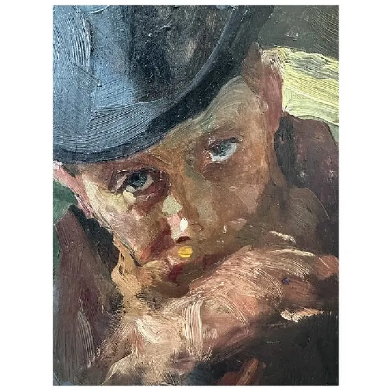 Lino Selvatico, Ritratto di uomo con barba e cappello, '800 3