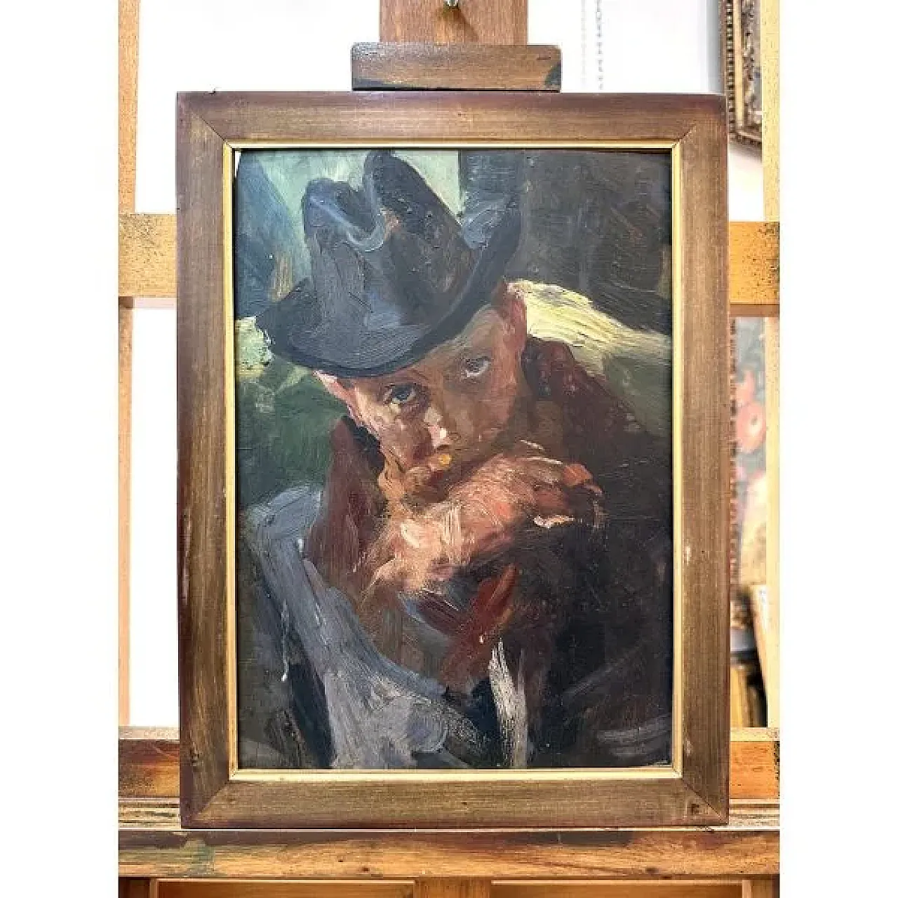 Lino Selvatico, Ritratto di uomo con barba e cappello, '800 5