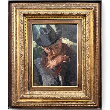 Lino Selvatico, Ritratto di uomo con barba e cappello, '800