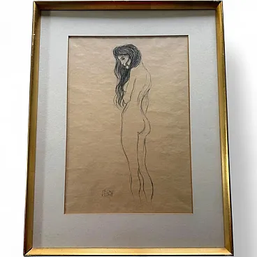 Nudo femminile in piedi, matita, firmato – Gustav Klimt