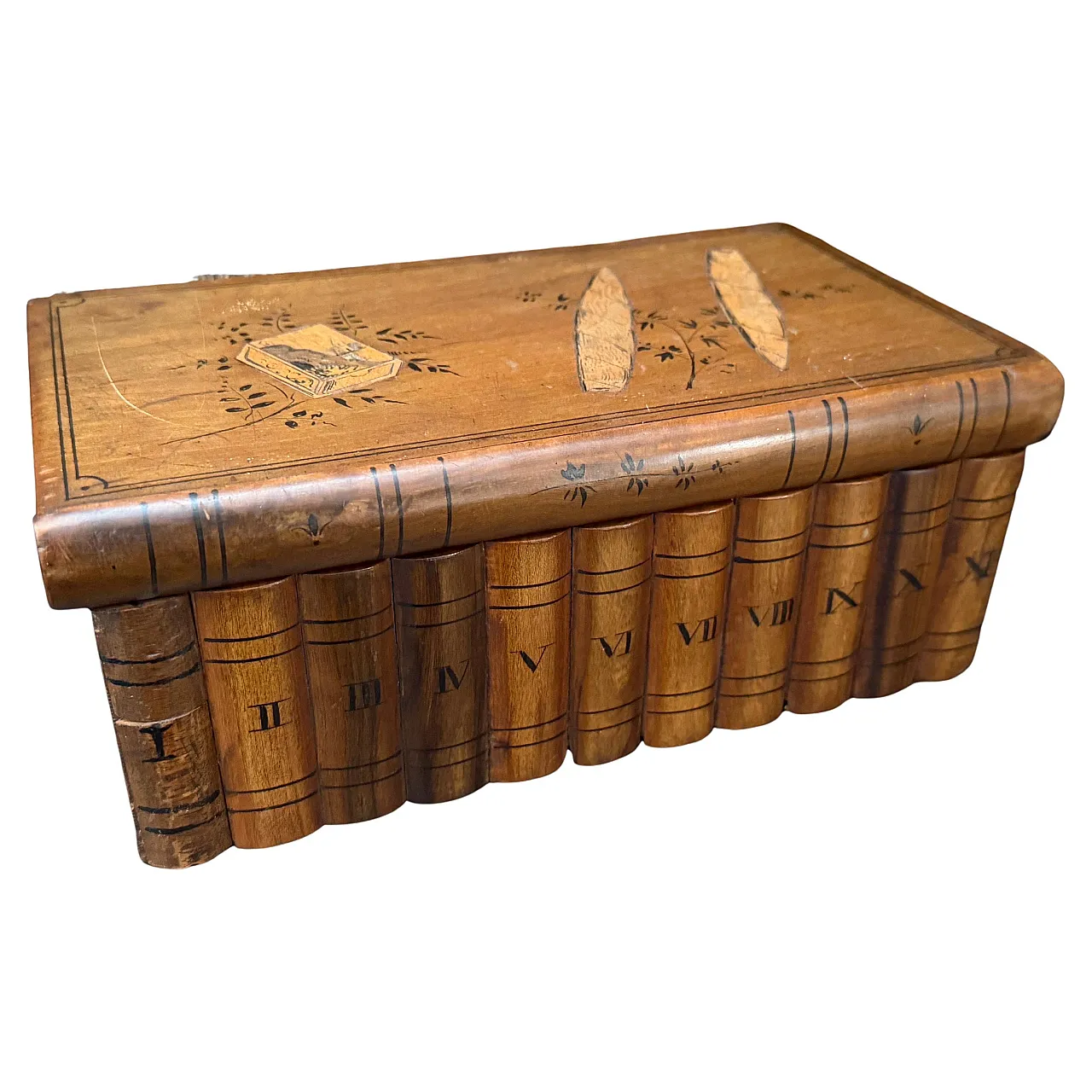 Art Deco inlaid fruit wood cigar box, 1920s 1