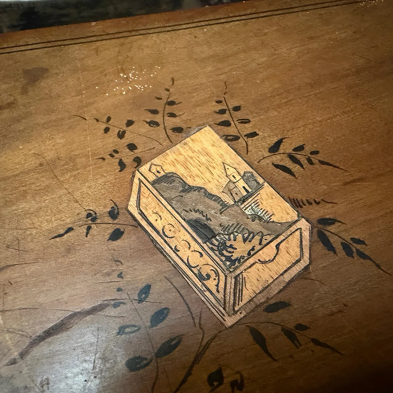 Art Deco inlaid fruit wood cigar box, 1920s 11