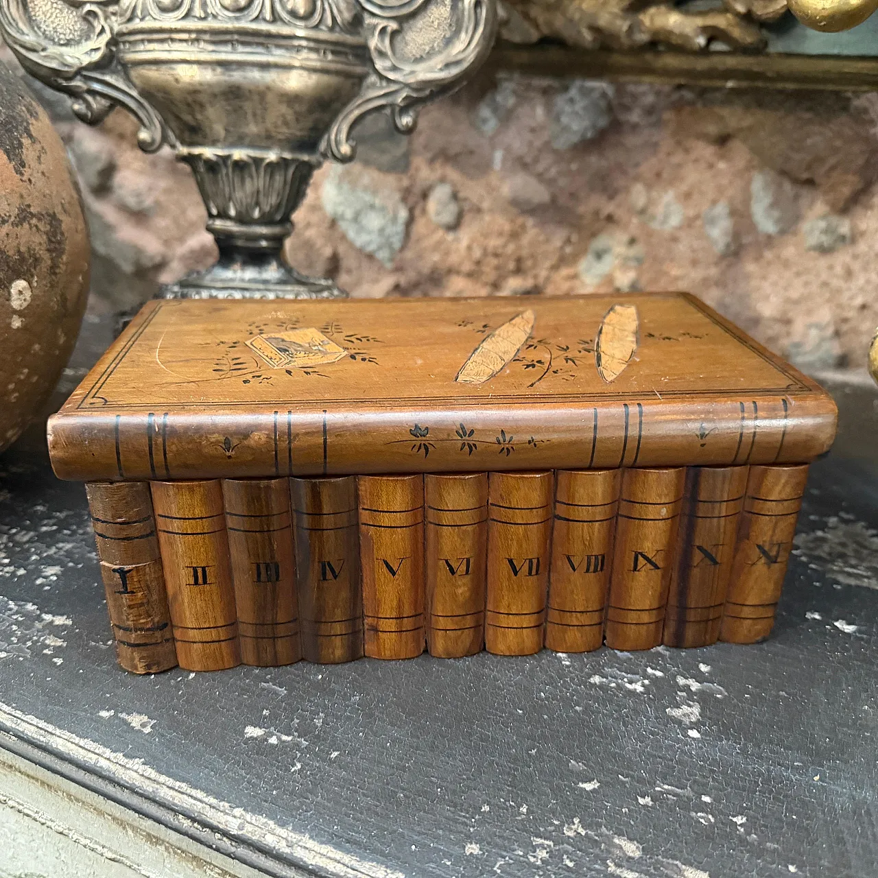 Art Deco inlaid fruit wood cigar box, 1920s 12