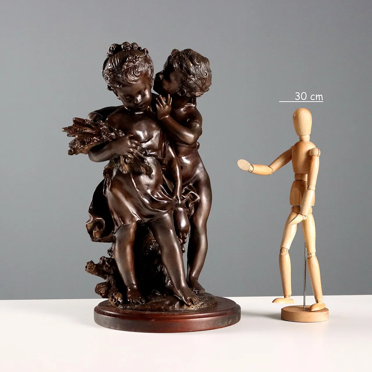 Children whispering bronze sculpture by Auguste Moreau, 20th century 2
