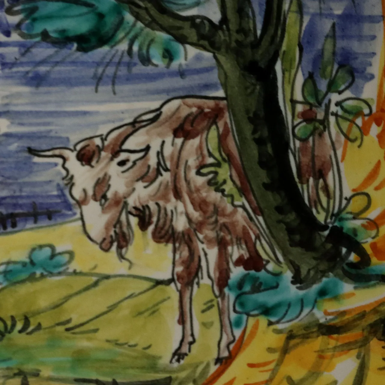 Coppia di piatti istoriati in maiolica, '900 5