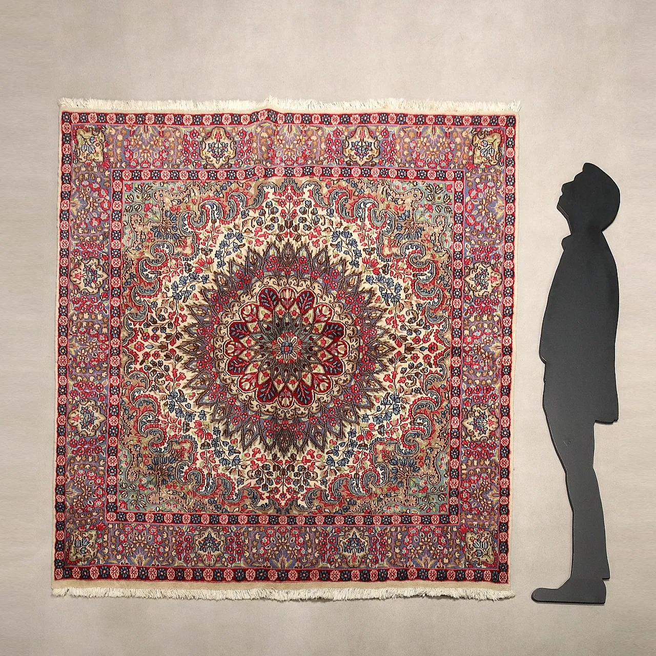 Tappeto Kerman in cotone e lana, nodo grosso, fatto a mano, '900 3