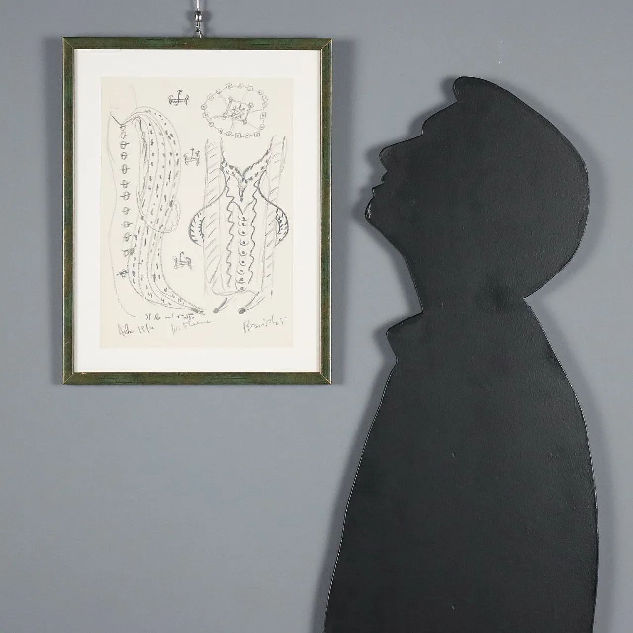 Disegno contemporaneo di Remo Brindisi, bozzetto per l'Aida, anni '70 3