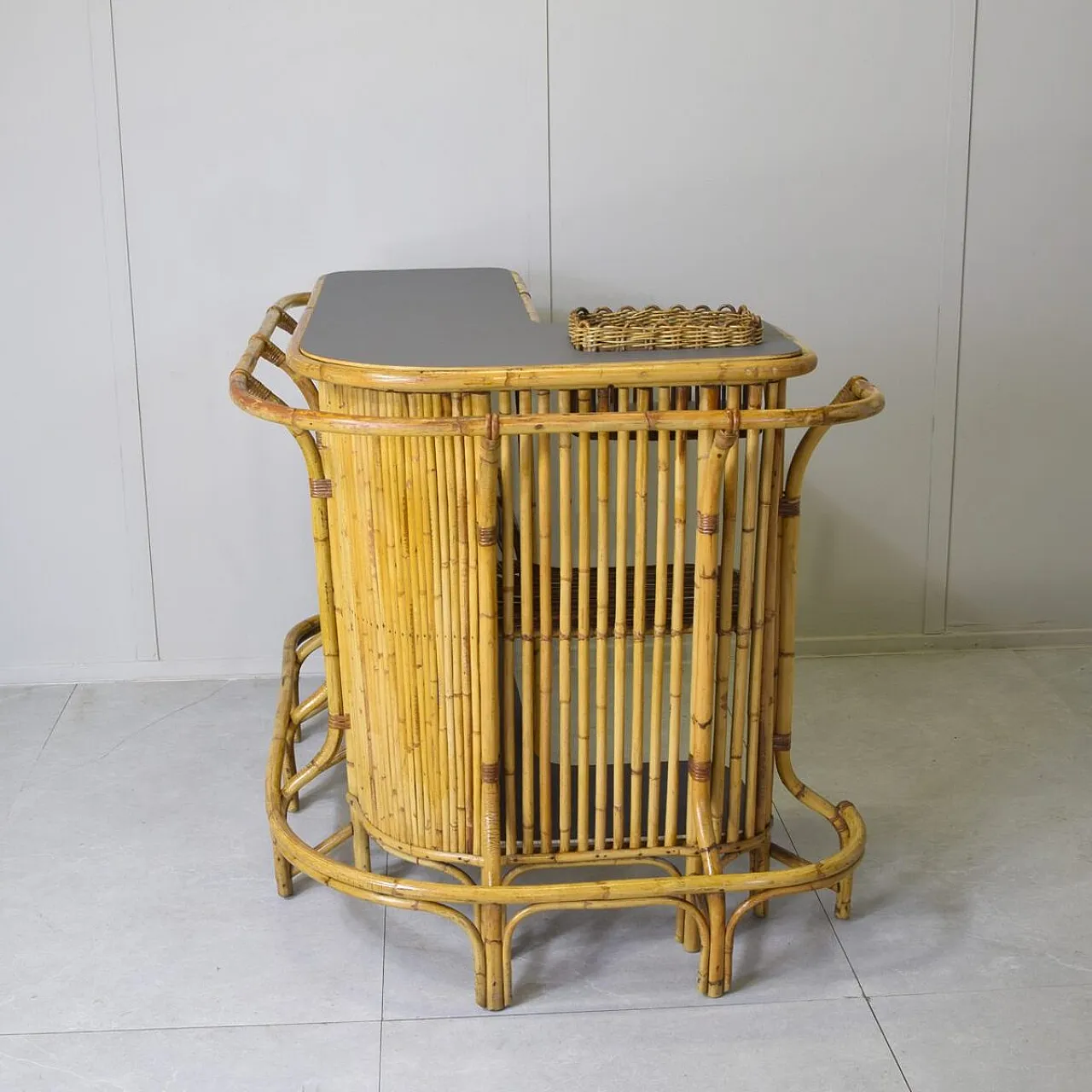 Cocktail bar in bamboo by Tito Agnoli, 1960s 5