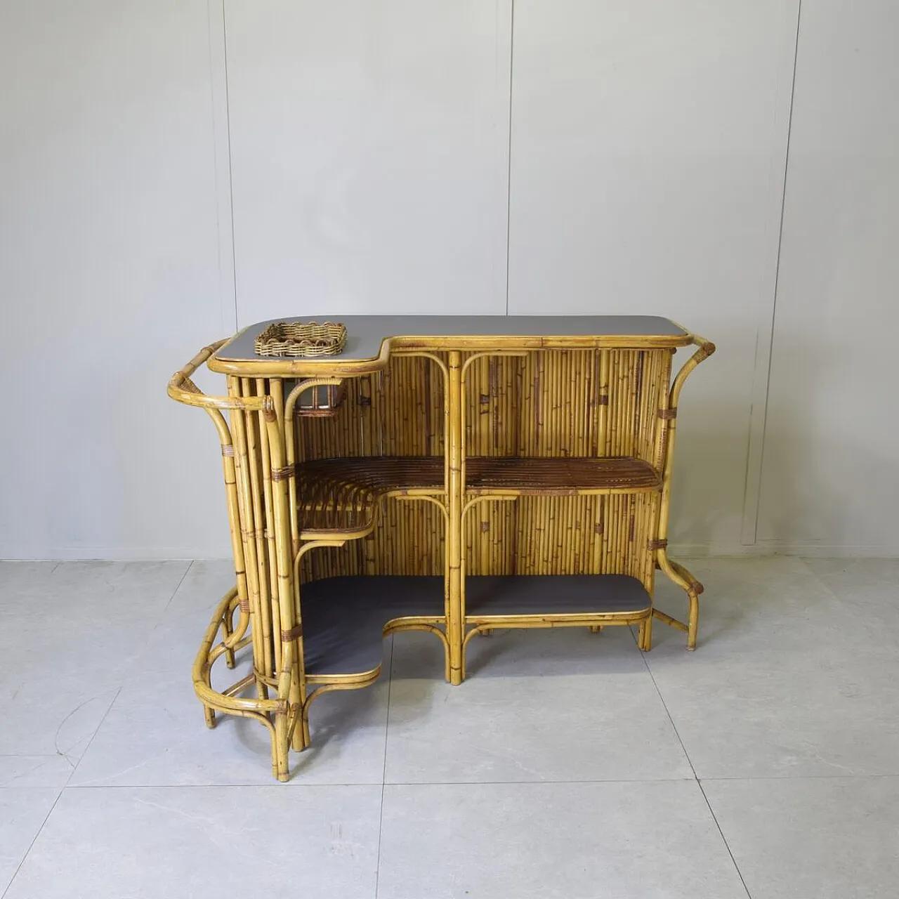 Cocktail bar in bamboo by Tito Agnoli, 1960s 8