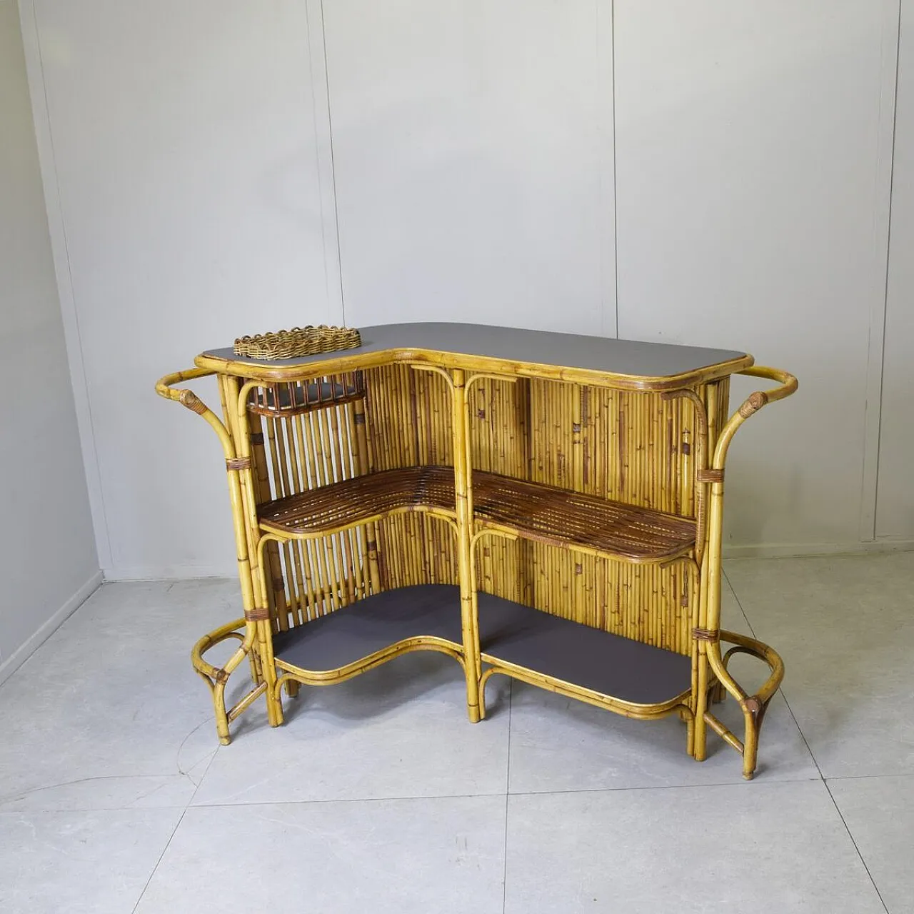 Cocktail bar in bamboo by Tito Agnoli, 1960s 9