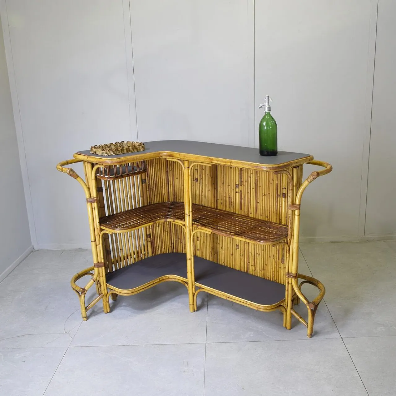 Cocktail bar in bamboo by Tito Agnoli, 1960s 10