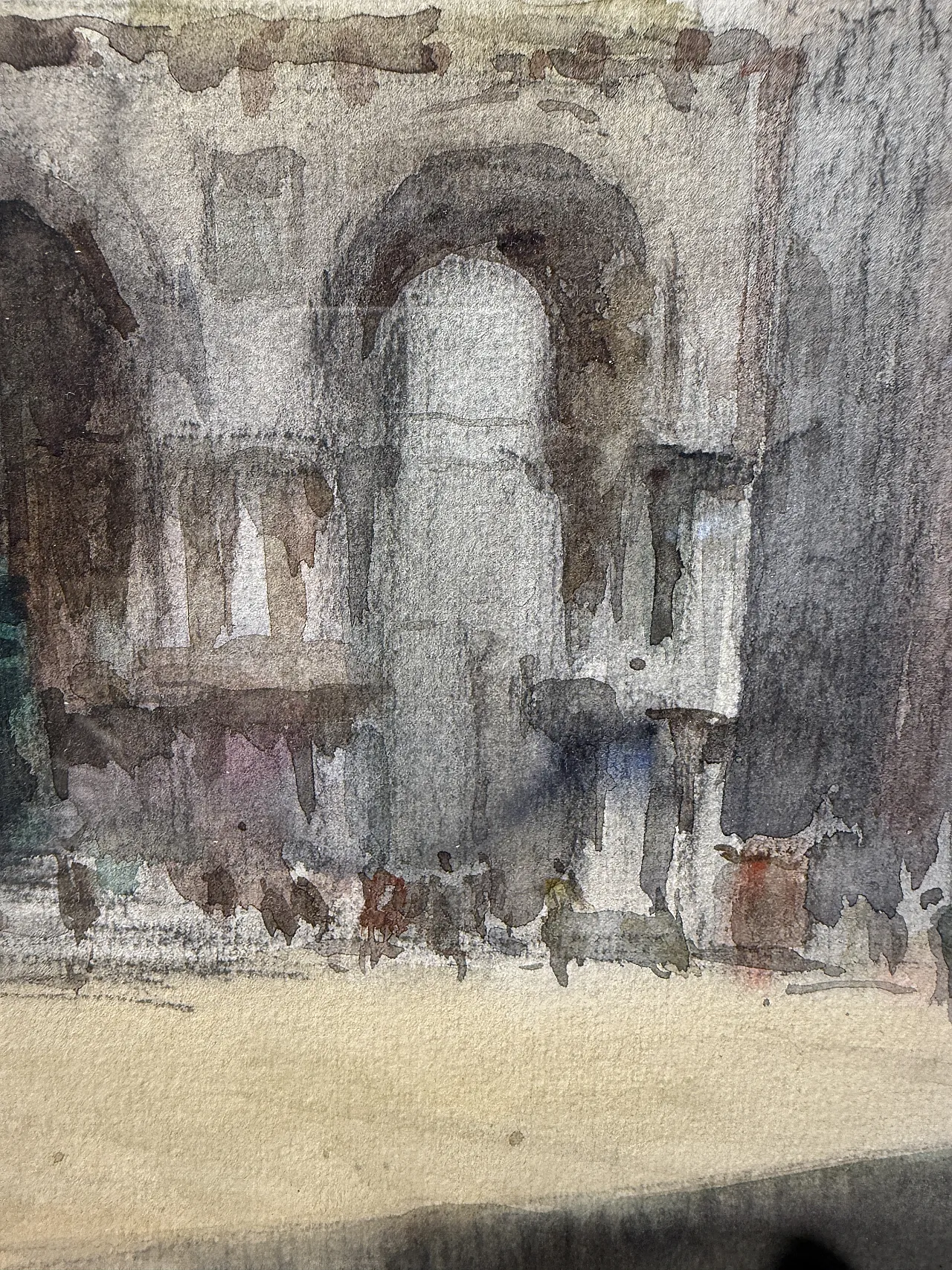 Dipinto acquerello Venezia Piazza San Marco, firmato 1947 6