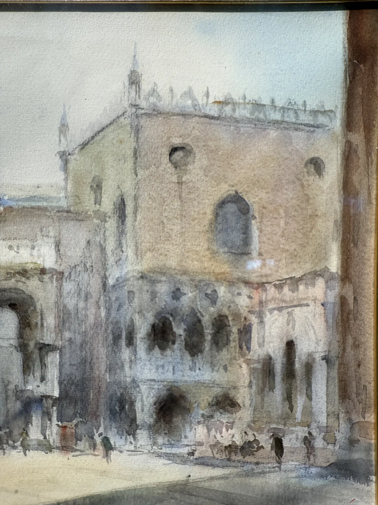 Dipinto acquerello Venezia Piazza San Marco, firmato 1947 9