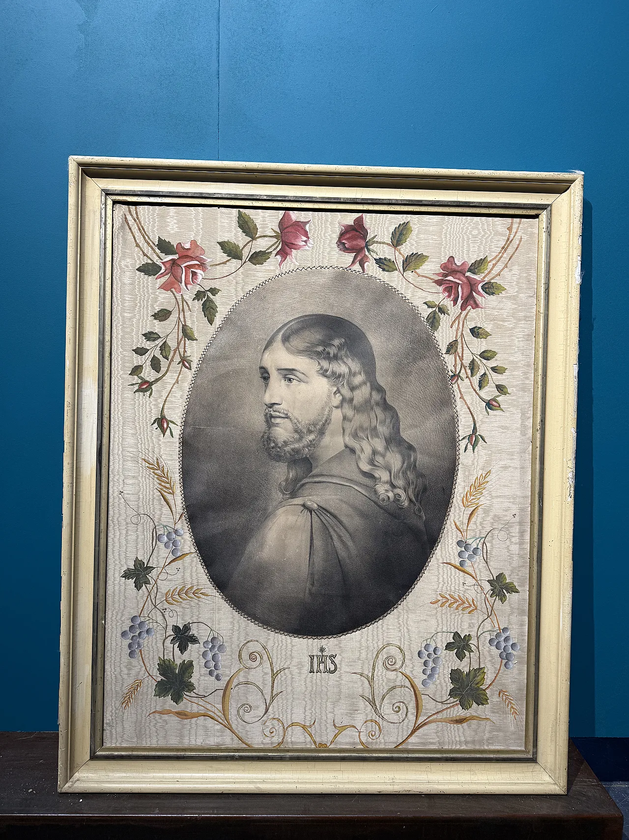 Antico disegno a carboncino XIX unica vera immagine Gesù da antica 1
