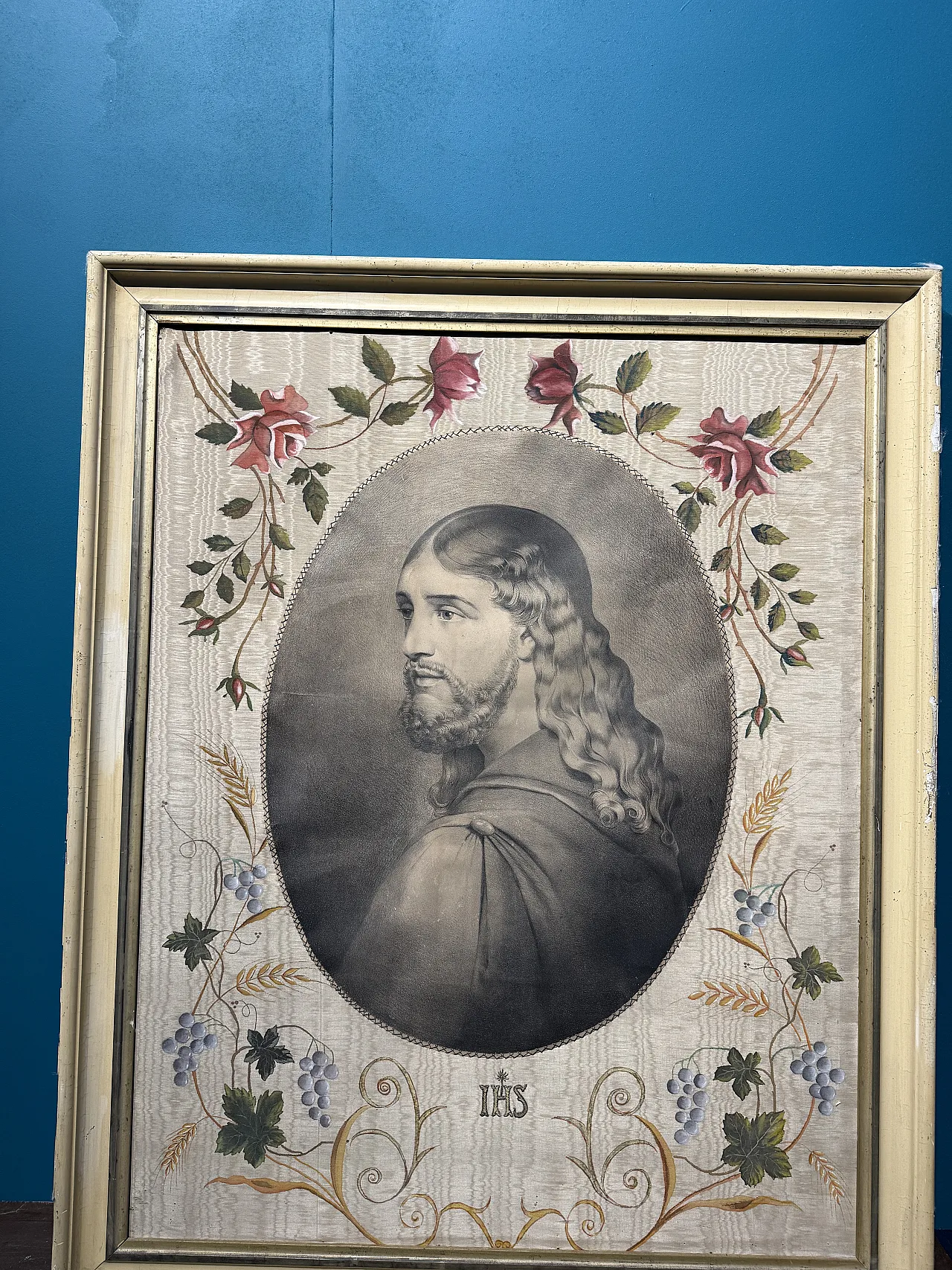 Antico disegno a carboncino XIX unica vera immagine Gesù da antica 2